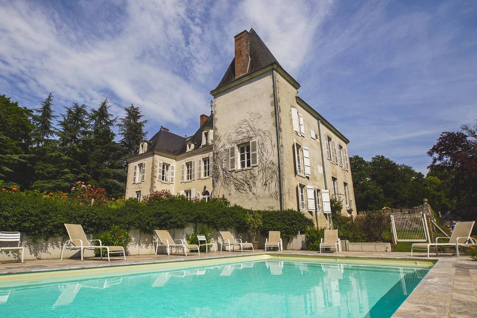 Vue façade arrière piscine