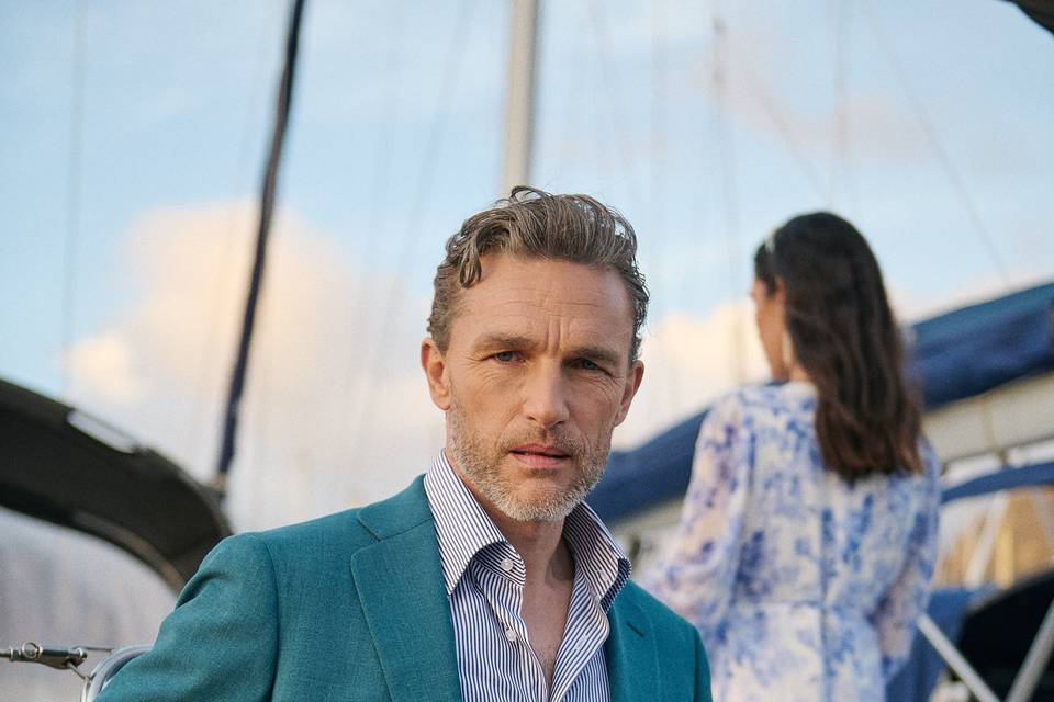 Veste bleue vert d'eau