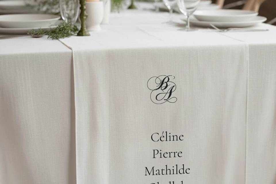 Chemin de table en tissu