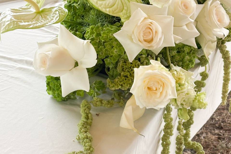 Centre de table blanc/vert