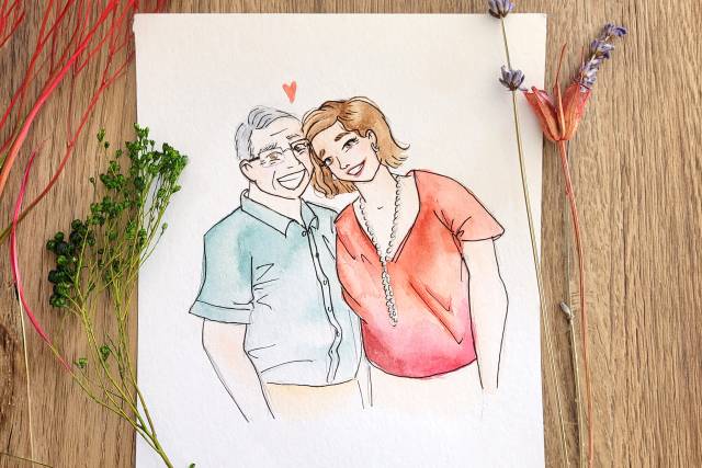 Portrait couple live-drawing
