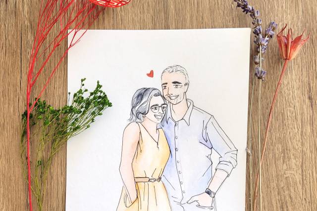 Portrait couple live-drawing