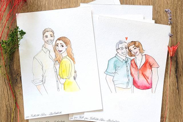 Portraits couple live-drawing