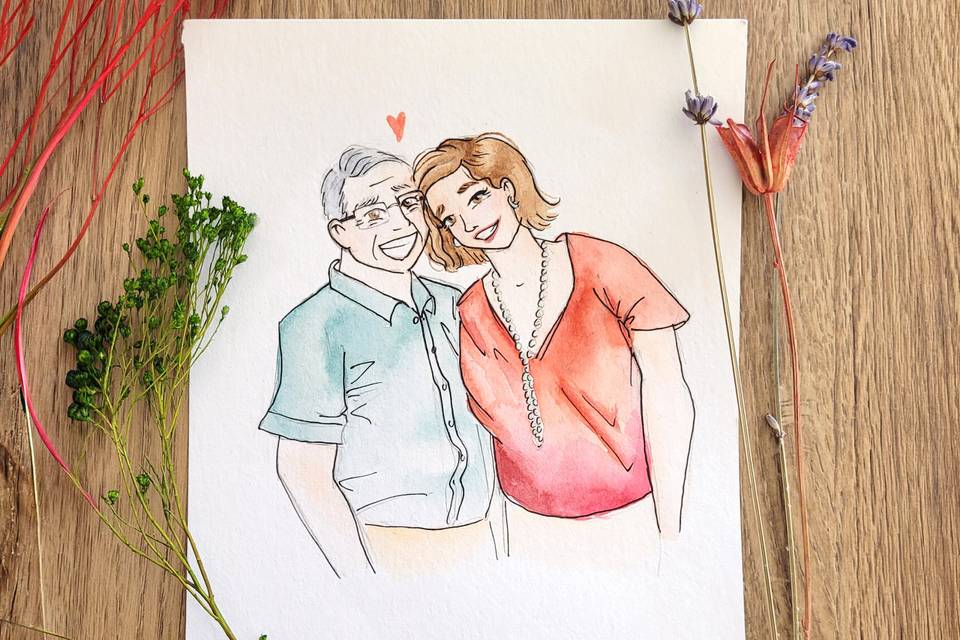 Portrait couple live-drawing