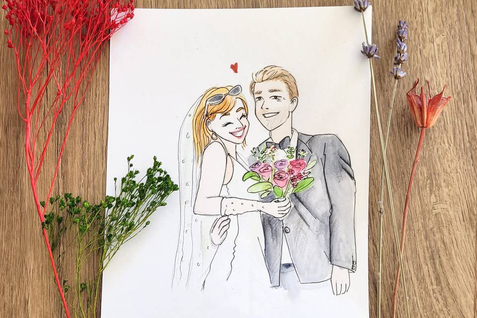 Portrait couple live-drawing