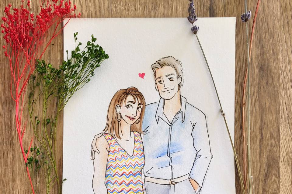 Portrait couple live-drawing