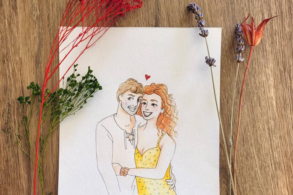 Portrait couple live-drawing