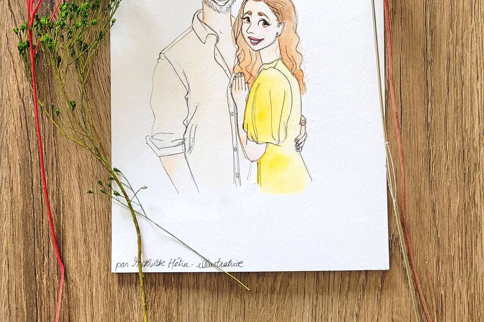 Portrait couple live-drawing