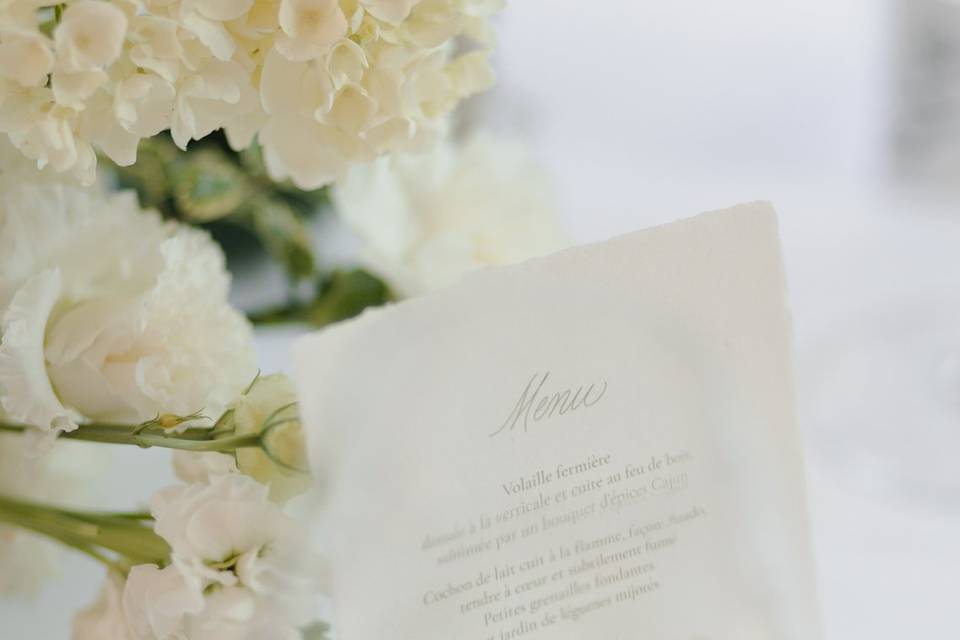 Menu sur la table