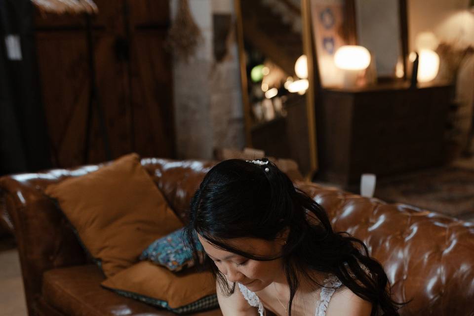 Prépa de la mariée au domaine