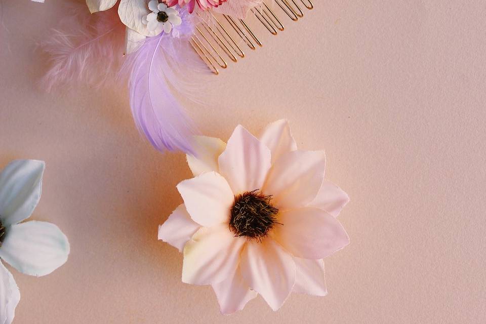 Peigne fleurs séchées