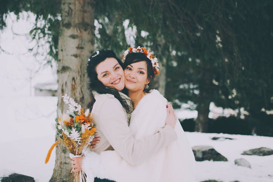 Photos de la mariée en hiver