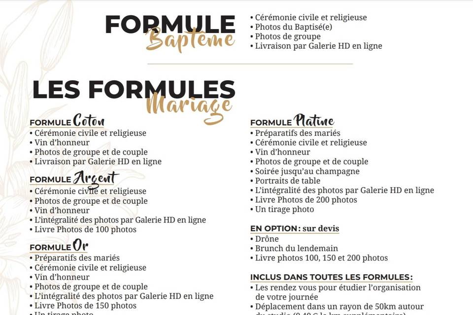 Voici mes formules