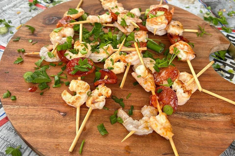 Brochettes crevette/chorizo