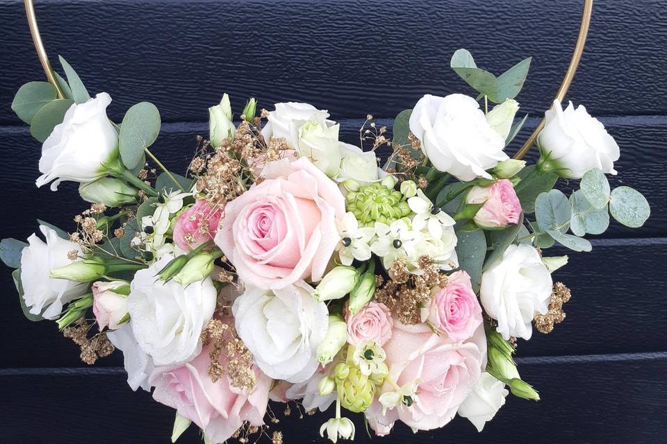 Bouquet cercle rose et blanc