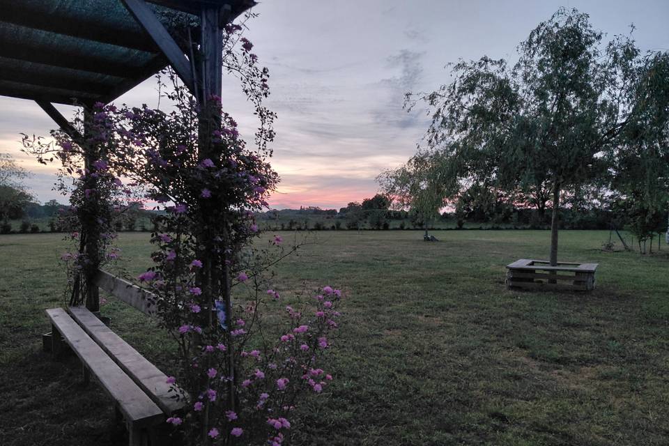 Le parc au couché de soleil