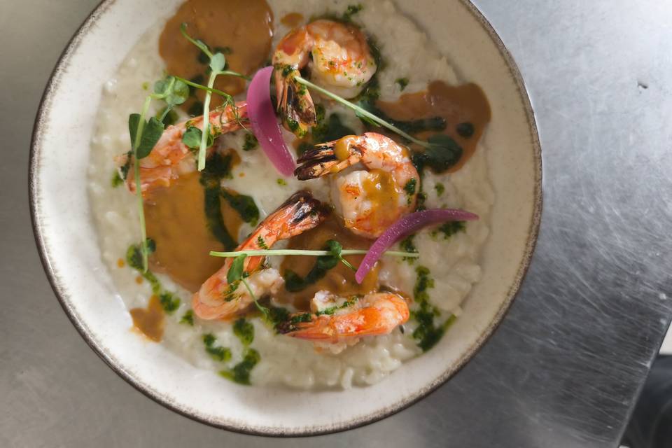 Risotto de gambas bisque maiso