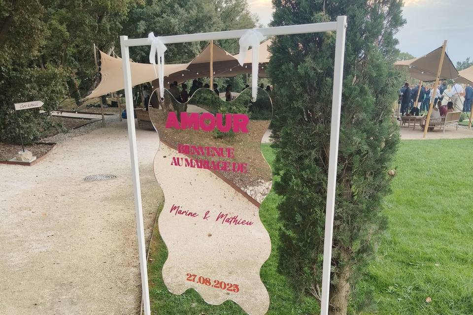 Panneau bienvenue miroir