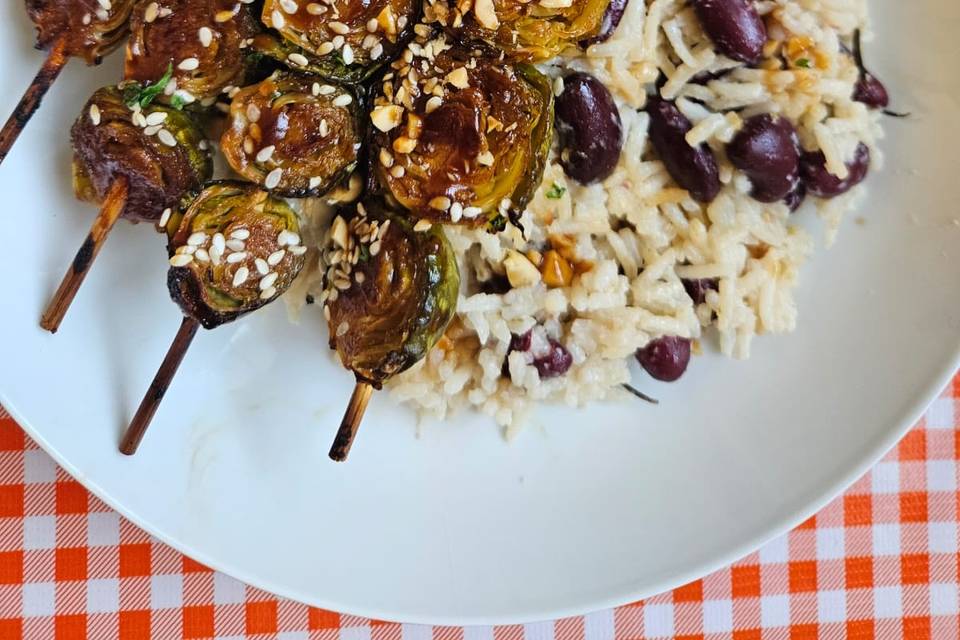 Brochettes chou teriyaki