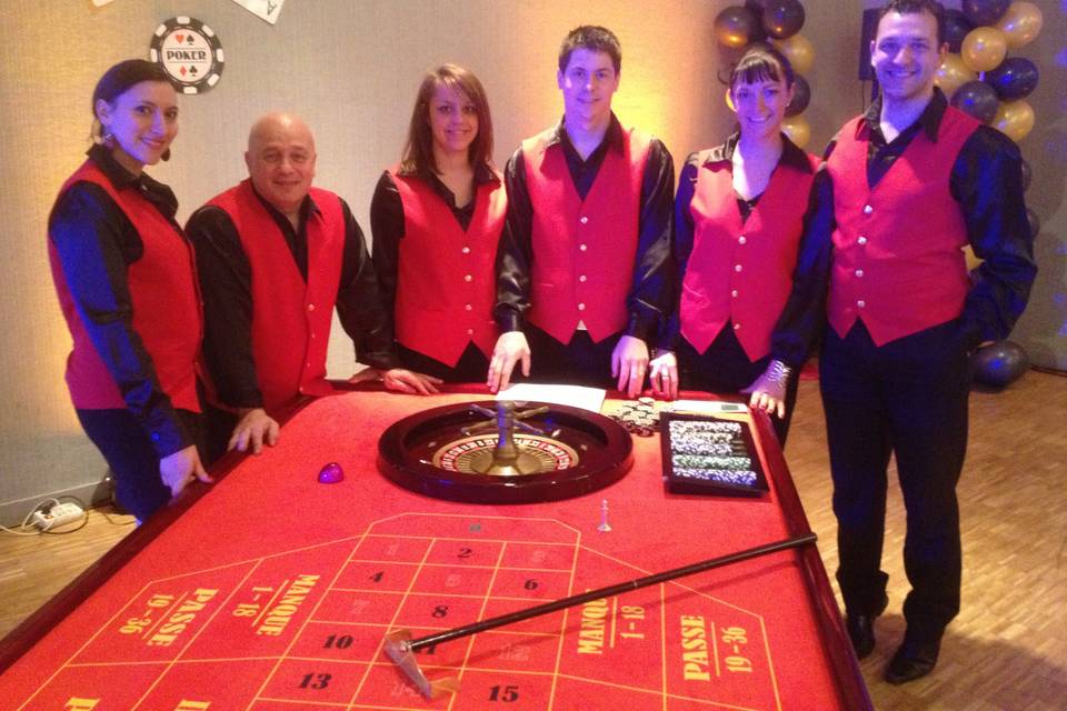 6 tables casino + croupiers