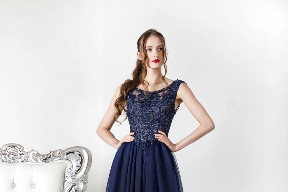 Robe de soirée bleu nuit