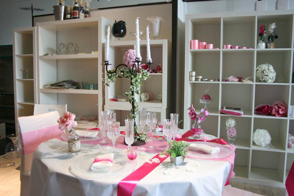 Déco table rose et blanc