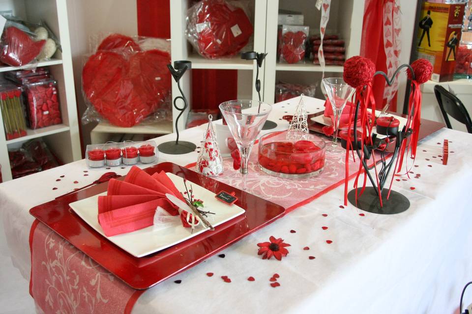 Déco table mariage rouge