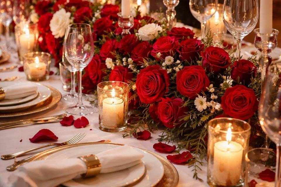 Décor de table thème Amour