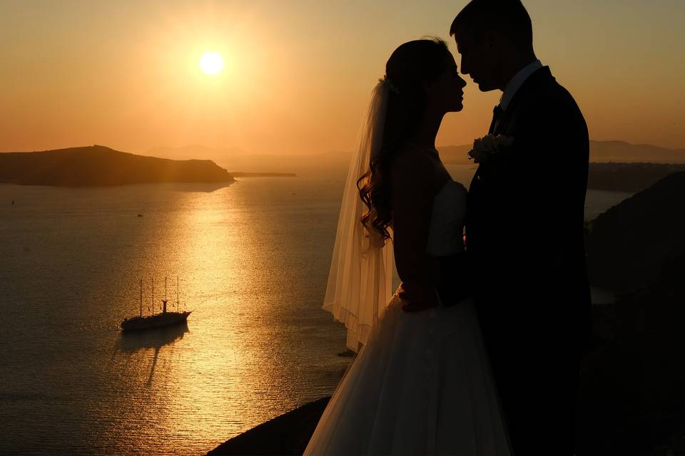 Coché de soleil à Santorin