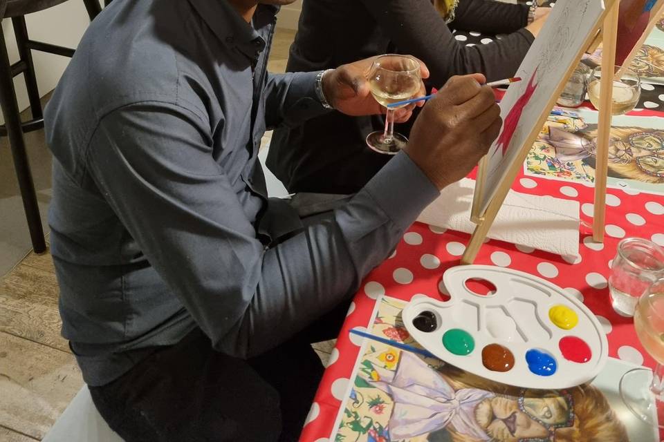 Peinture et dégustation de vin