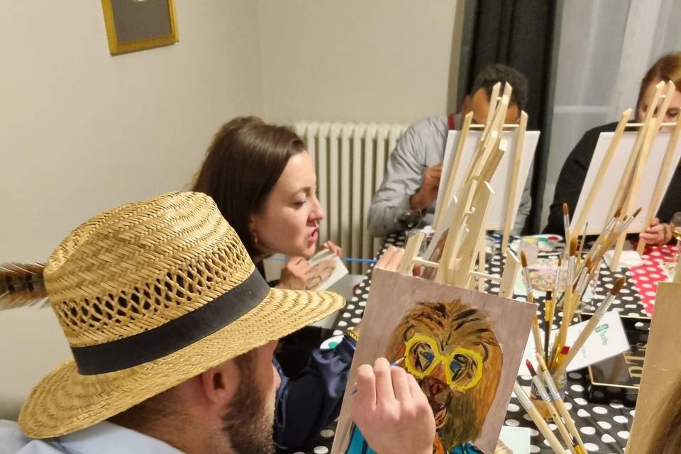 Peinture et dégustation de vin