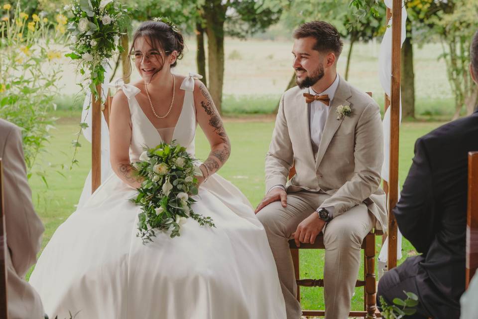 Bouquet de mariée retombant