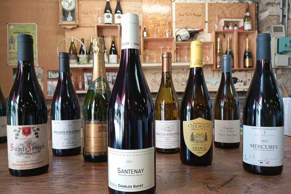 Sélection de crus disponibles