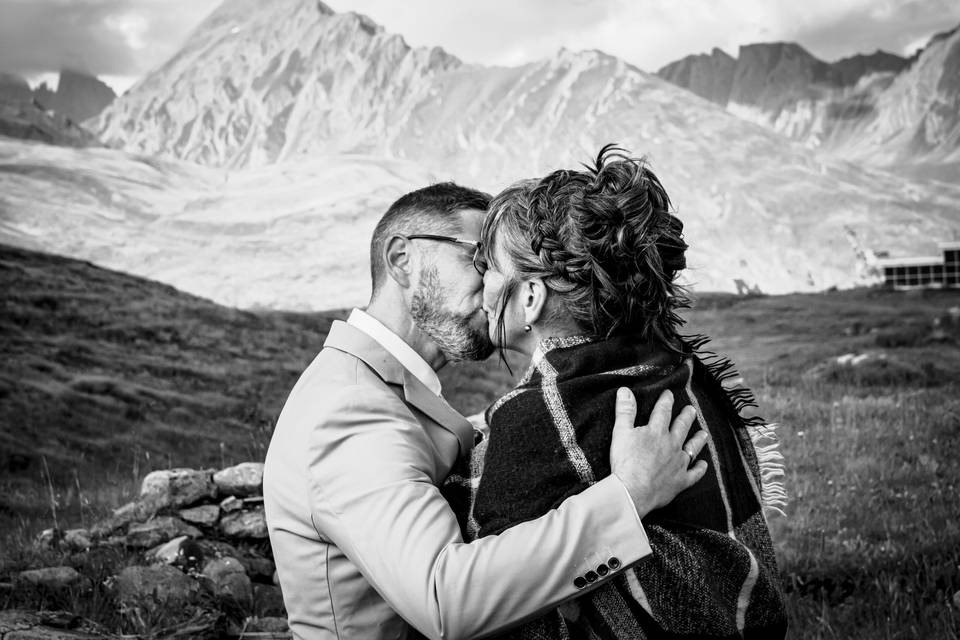 Noir et blanc à la montagne
