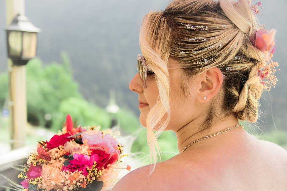 Coiffure et bouquet