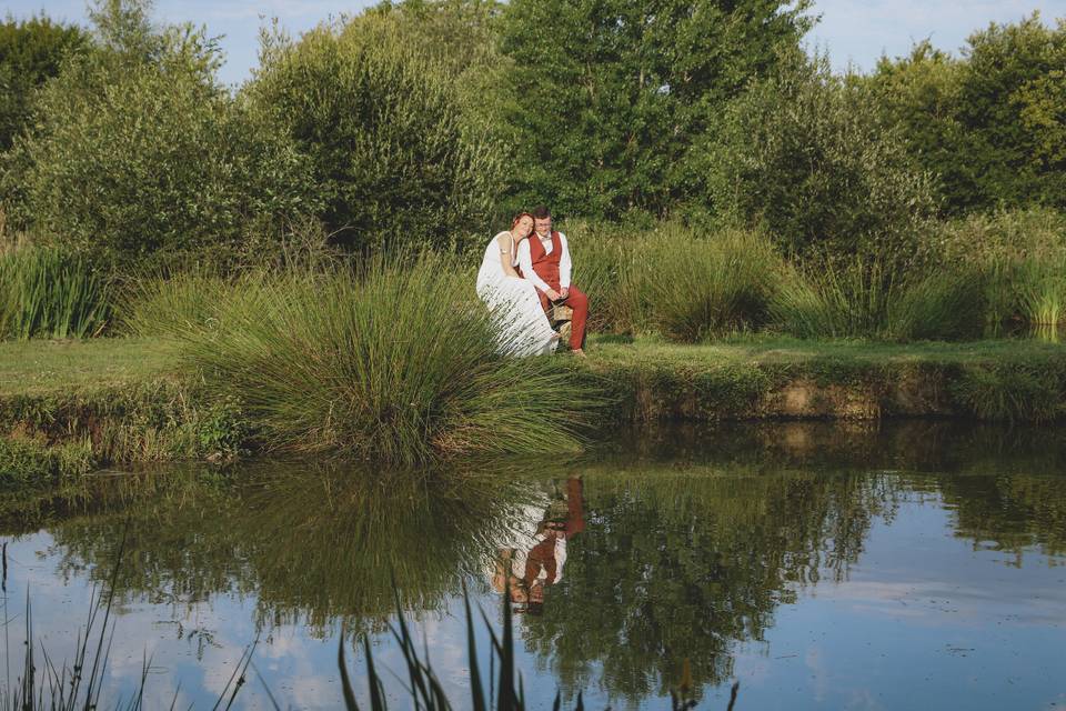 Photo romantique bord de lac