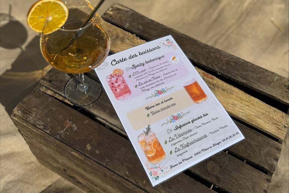 Carte des boissons