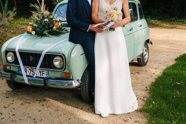 Mariage en voiture vintage