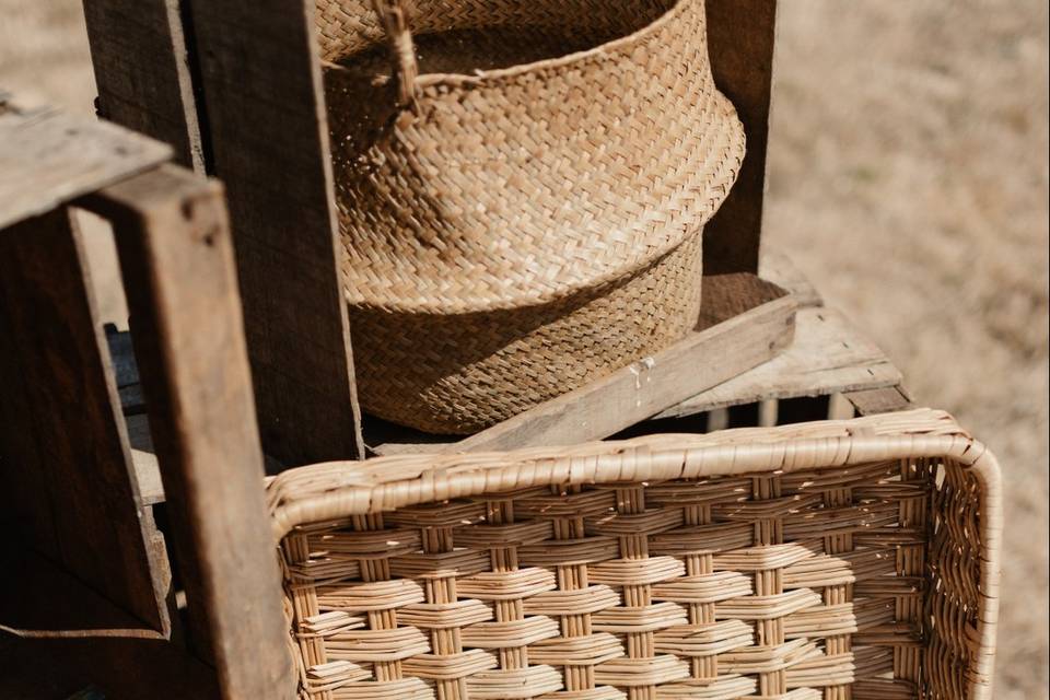 Boite osier et caisses
