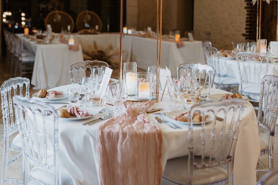 Sellette dorée & photophores