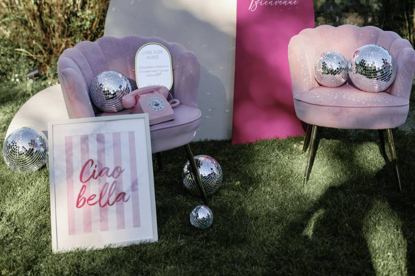 Backdrops blanc et rose