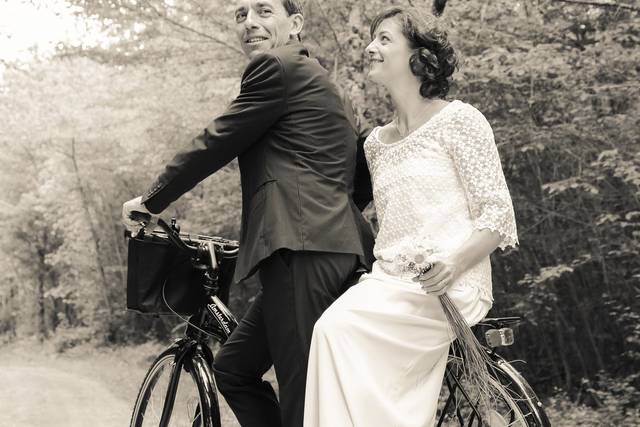 à vélo...