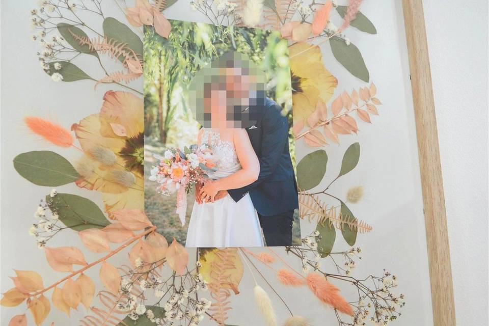 Herbier à base bouquet mariée