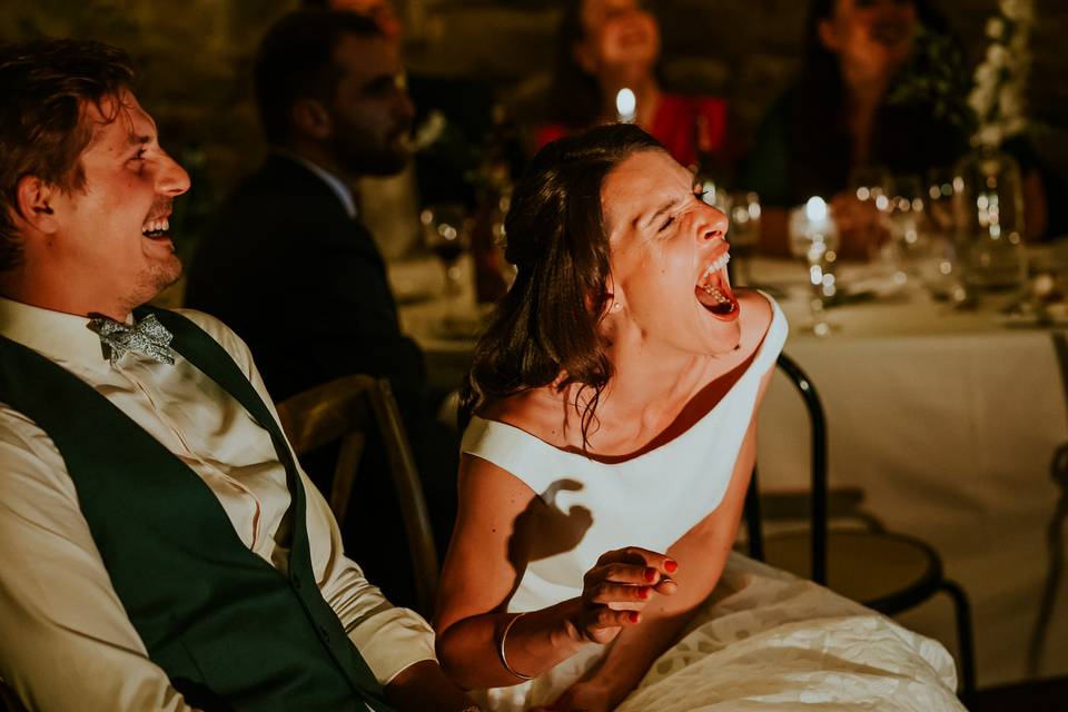 Explosion de rire de la mariée