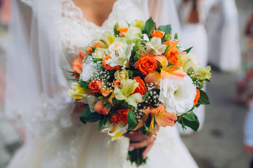 Bouquet orange & blanc