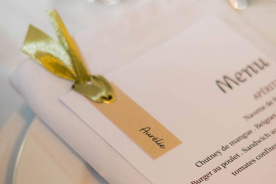 Menu personnalisé pour mariage