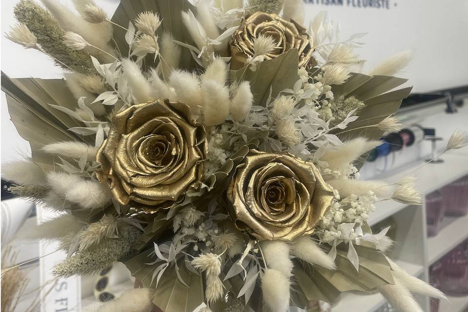 Bouquet de mariée séchés Gold