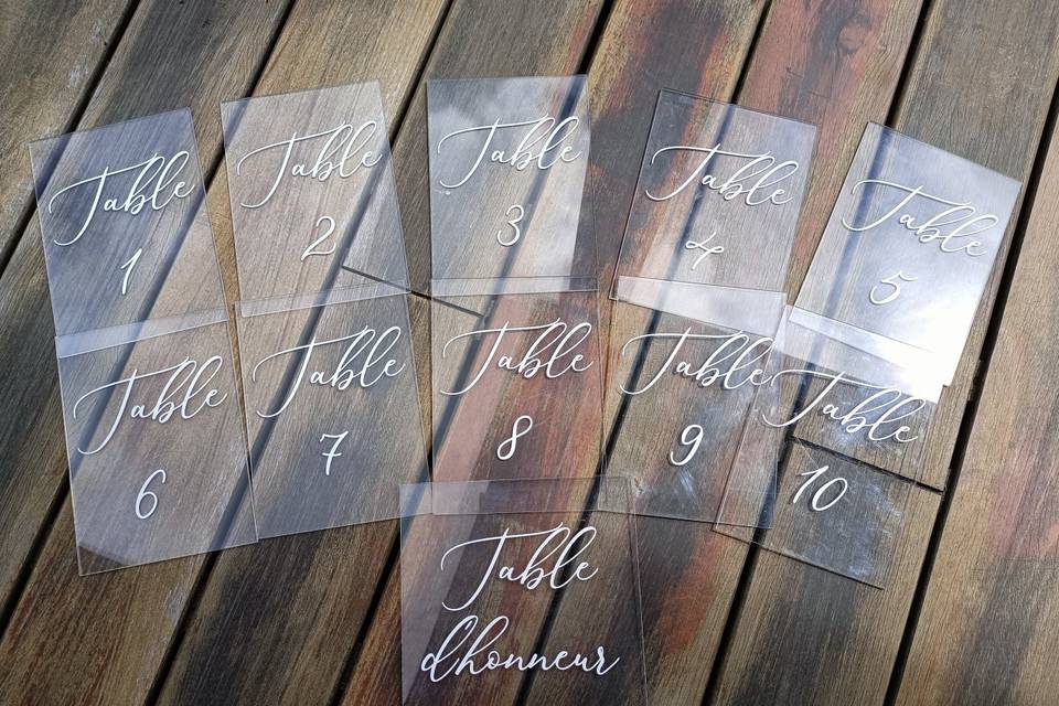 Numéro de table plexi