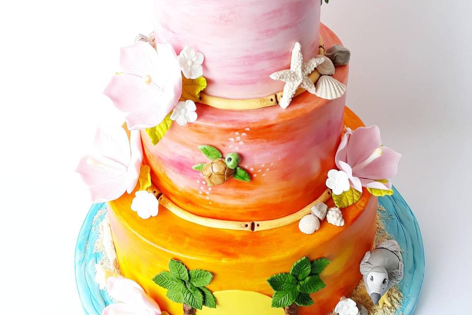 L'atelier de Julie - Cake Design & co - 18 - Layer cake fleuris Pour les 30  ans de Morgane {sans pâte à sucre}