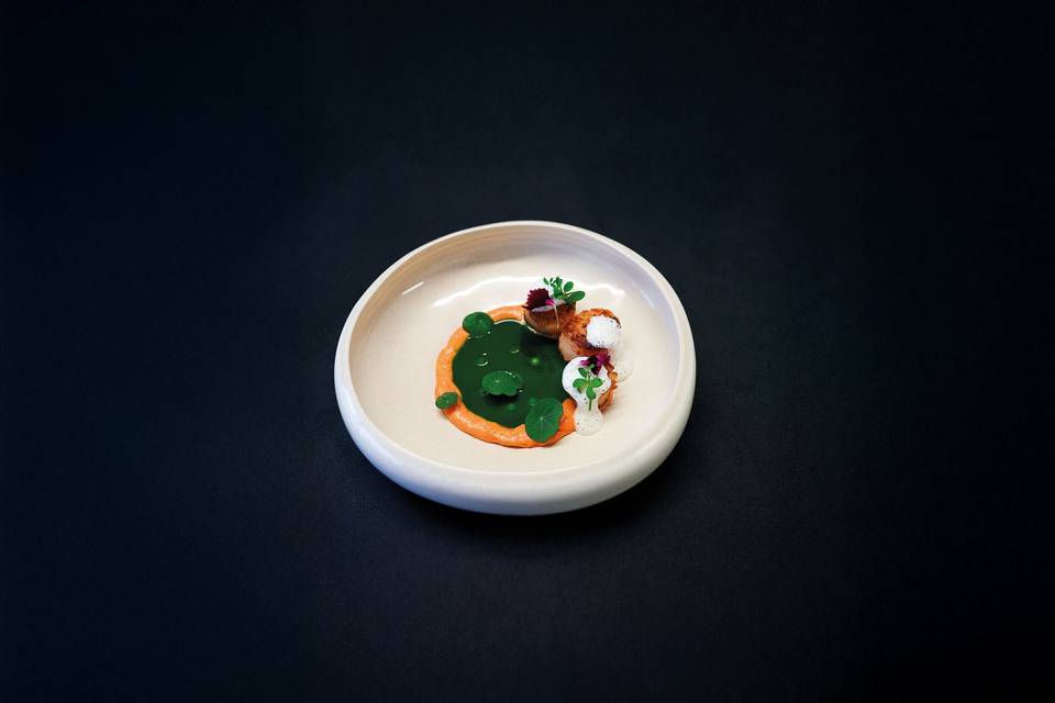 St-Jacques, rouille, capucines